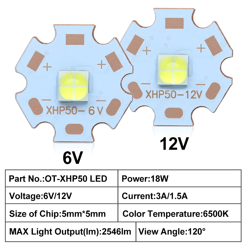 1-100pcs DC6V/12V XHP50 Cold White LED Bead 5050COB Replace  18W 20W  Chip For Flashlight Car Diving Light Source Accessory