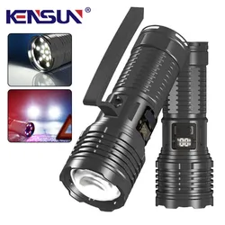 High Power XHP360 LED Flashlight Multifunctional With Digital Display Tail lights Handle For Outdoor Camping Lighting