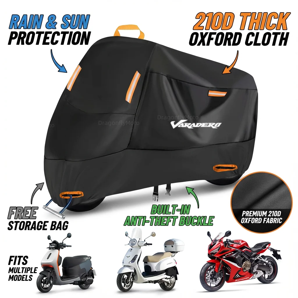 

For Honda Varadero XL1000 XL 1000 125 V XL1000V XL125V XL125 Motorcycle Cover 210D Oxford All Season Outdoor Waterproof Dust