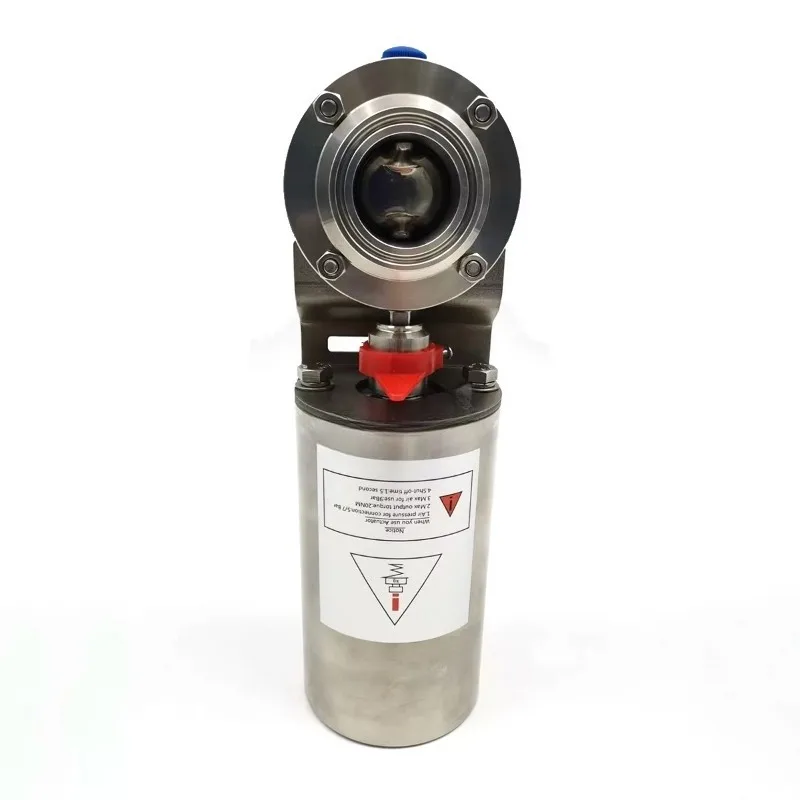 Sanitary Stainless Steel Clamp End Pneumatic Actuator Butterfly Valve for Dairy Products