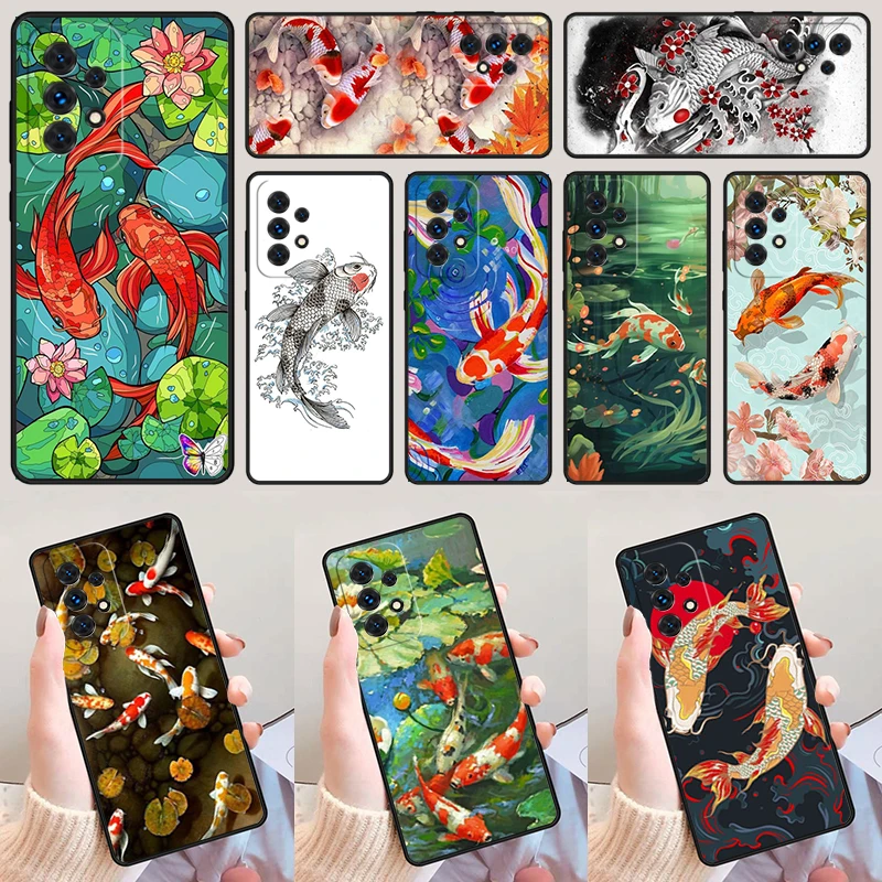 Koi Carp Fish Painting For Samsung Galaxy A52 A72 A73 A20e A21S A50 A70 A11 A12 A42 A31 A40 A51 A71 A32 A80 A91 Phone Case