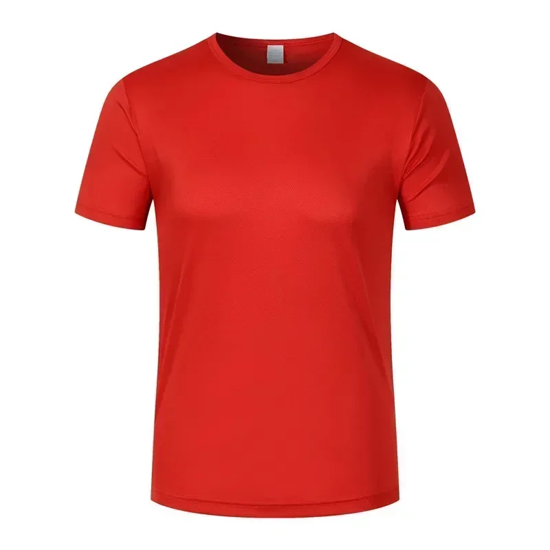 Camiseta con logotipo impreso para hombre y mujer, prenda deportiva de manga corta, de secado rápido, personalizada, para correr, gimnasio, Maratón,