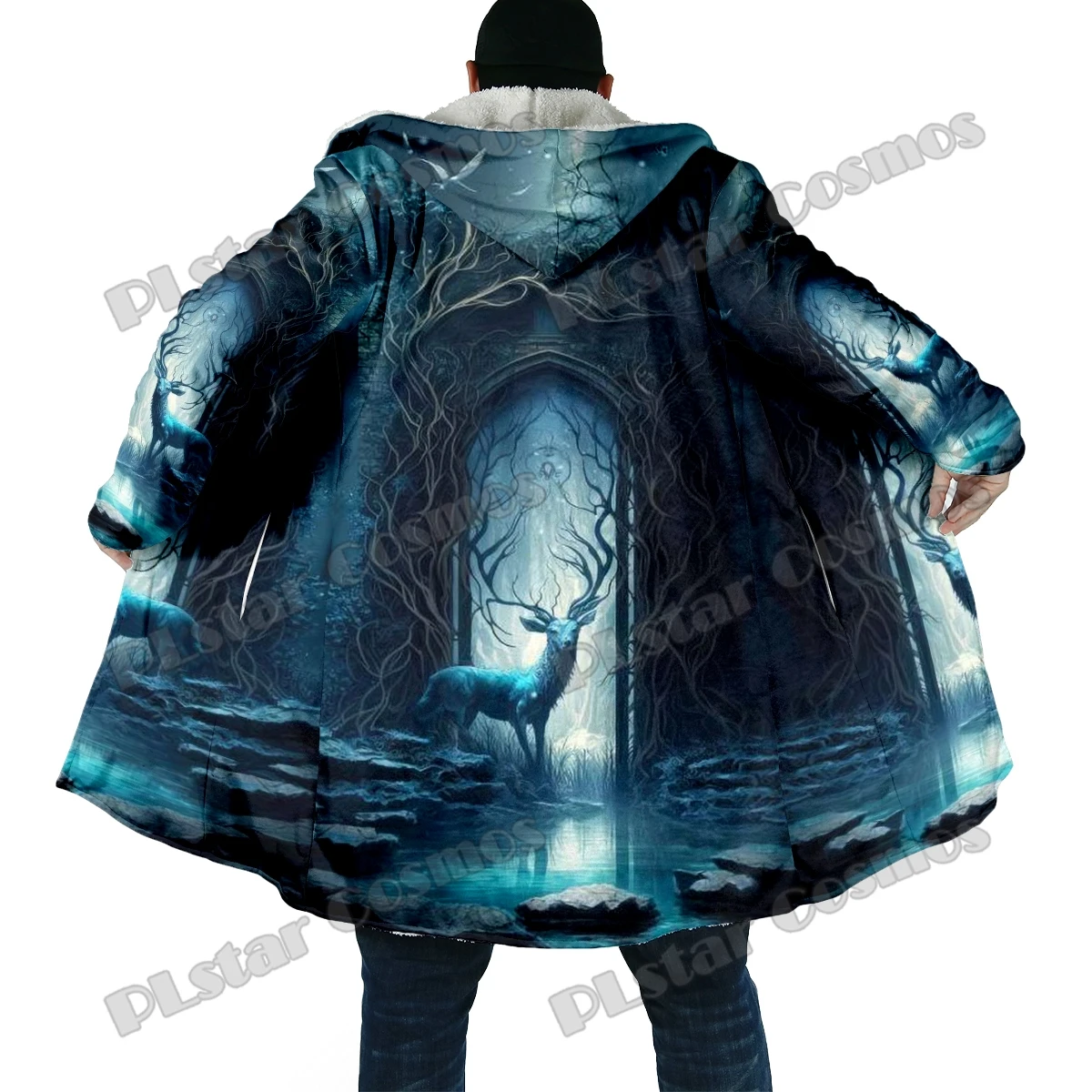 Winter Fashion Men cloak Animal Unicorn And Elk 3D All Over Printed Thick Fleece Hooded Cloak Unisex Casual Warm Cape Coat DP38