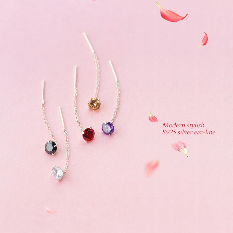 Modian 5 Color Luxury Charm Tassel Drop Earring Trendy 925 Sterling Silver Dangle Earrings For Women Sparkling Fine Jewelry