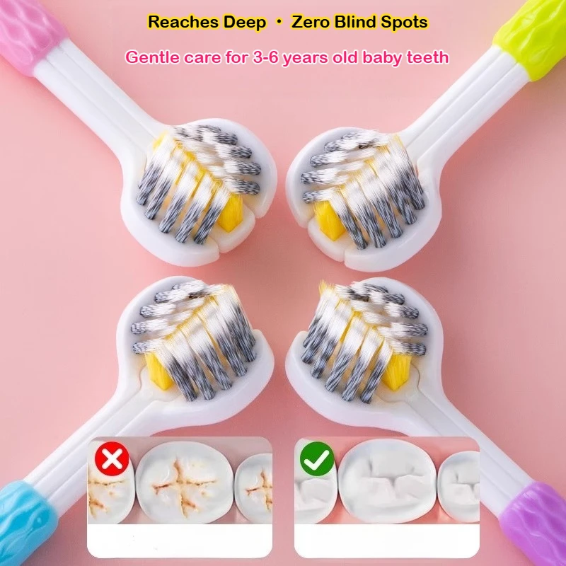 

8Pcs 3-Sided Kids Toothbrush, 360° U-Shape Soft Bristles for 2-3 to 12 Year Olds