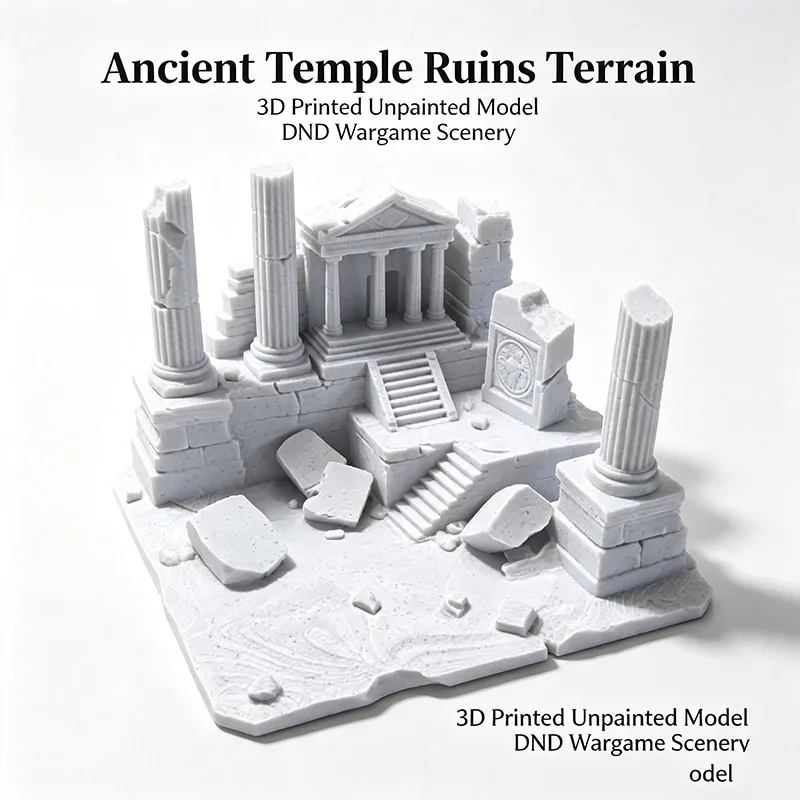 3D Printed Greek Temple Ruins Miniature Terrain DND Wargame Battle Scenery Ancient Ruin Building White Model Desktop Ornament