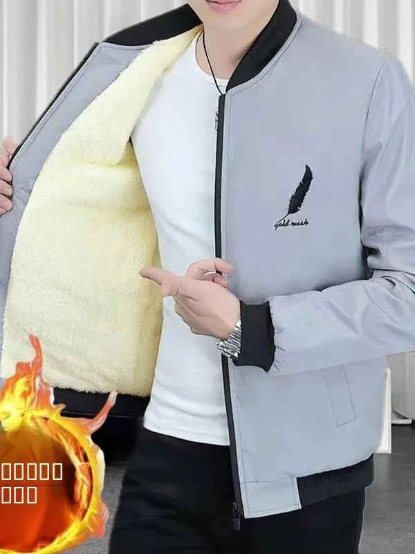 

Men's Workwear Jaet Thiened Fce Windproof Winter Coat Warm Cotton Jaet Autumn Spring Outerwear V-Ne No-Cap