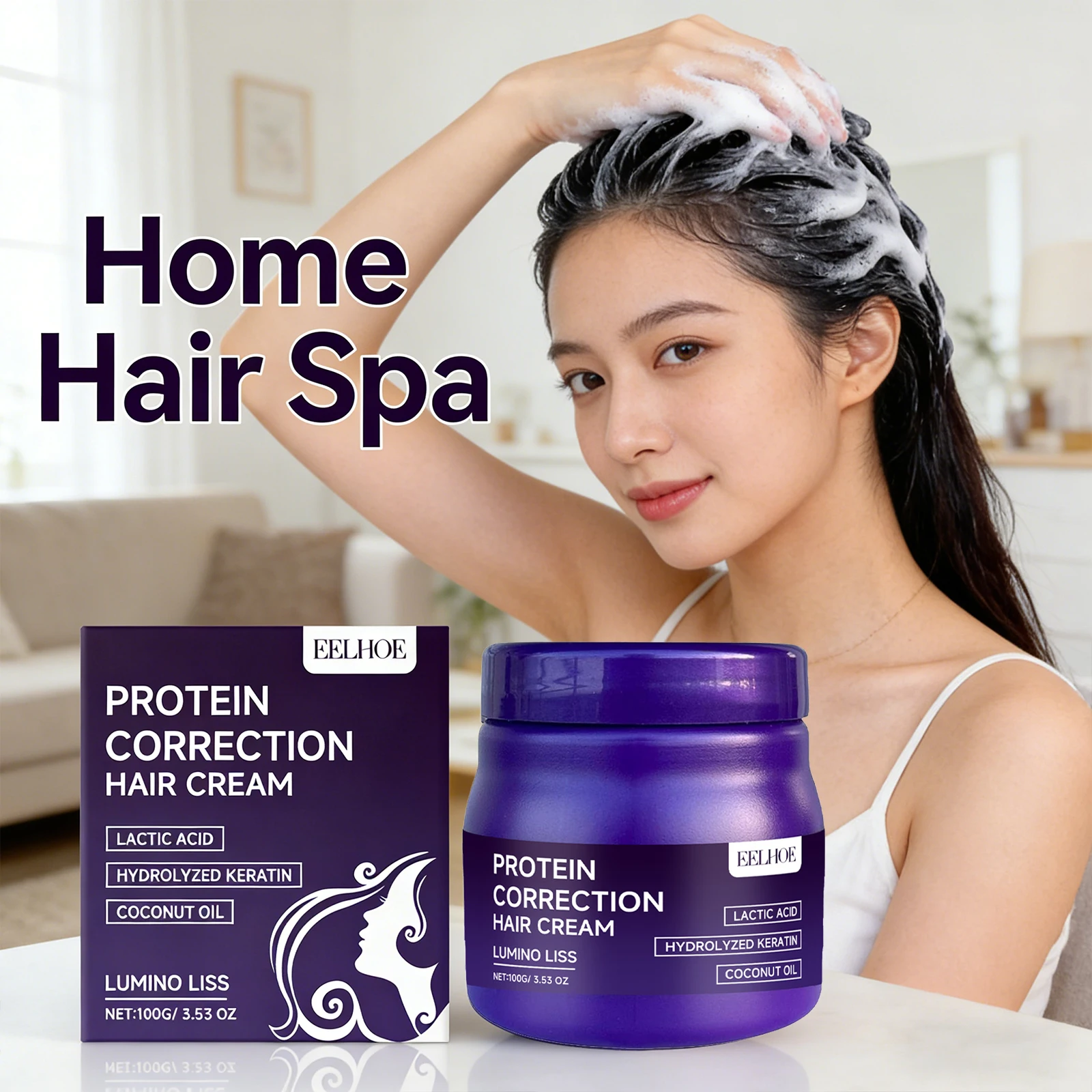 Protein Correction Hair Cream Nourishing Smoothing Hair Long-Lasting Hair Straighten Effect Anti Frizz Hair Straightening Cream