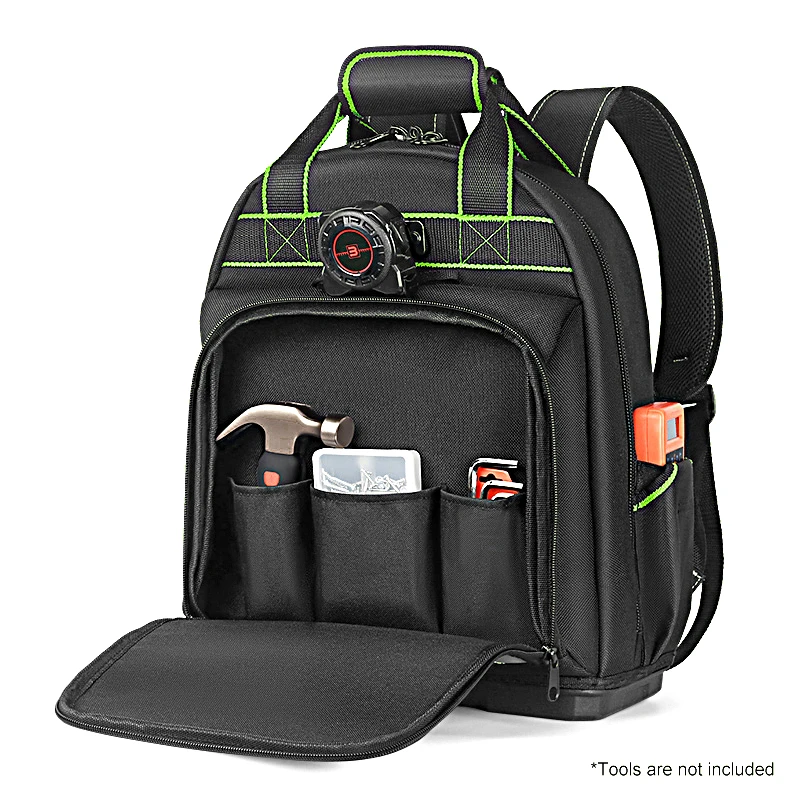 Jakah Tool Backpack with Plastic Bottom Organizer Electrician Professional Portable Complete Bag Storage Tools JK-161