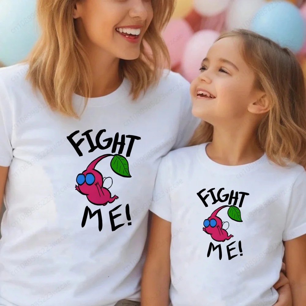 

Pikmin Young Girl Family Matching Outfits Mommy and Me Top Kids Boys Child Print Funny T-shirts Summer Short Sleeve White Tshirt