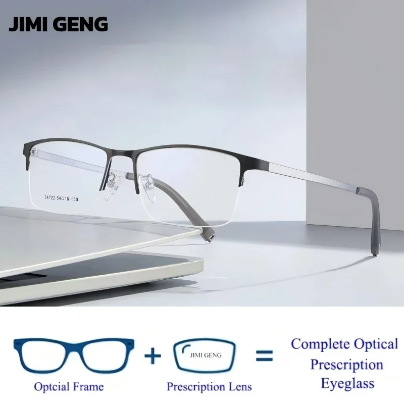 

2025 Classic Half Frame Glasses Alloy Material TR Leg Reading Anti Blue Light Glasses Myopia Prescription Glasses