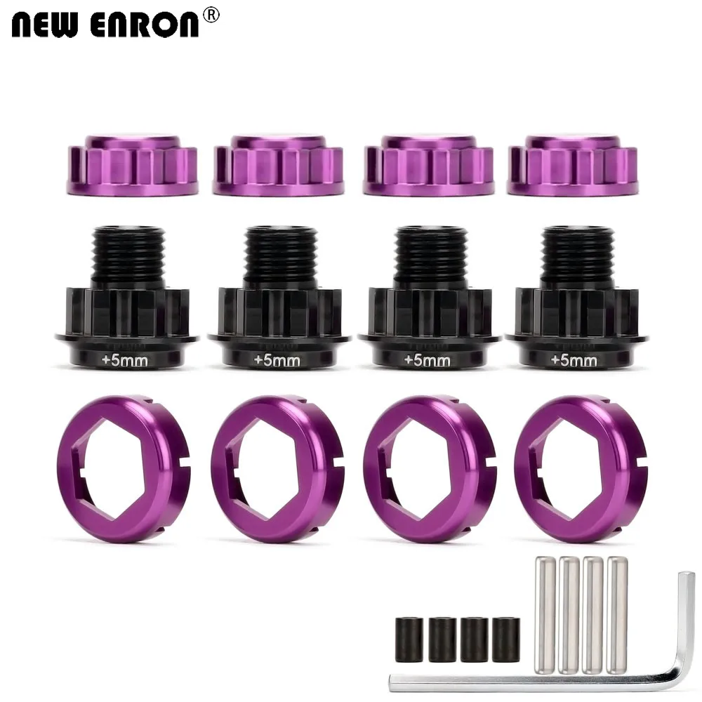 

NEW ENRON 4Pcs Purple Aluminum Alloy 17mm CNC Warlock Hex Hubs with 5MM Serrated Nuts Set for RC Car HPI 1/8 Savage Flux X XL HP