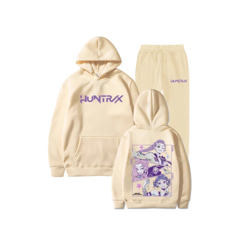 2025년 신상 패션 K팝 헌팅 위치 그룹 후드 루즈핏 남녀 공용 캐주얼 스포츠 스웨트셔츠 세트