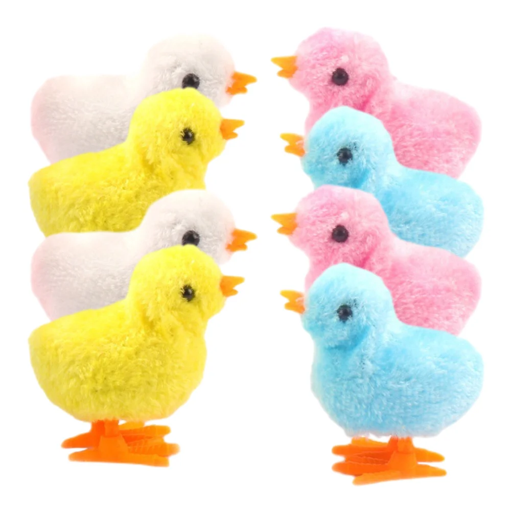 

8pcs Easter Wind Up Chicks Toys Easter Basket Stuffers Plush Jumping Chicken Plaything for Pet and Kids