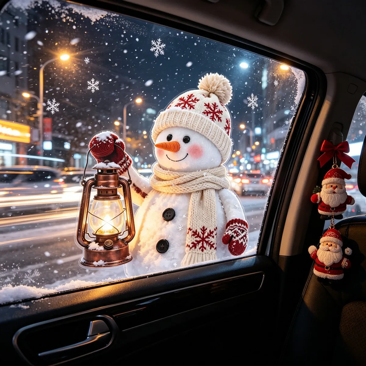 2D Flat Knitted Texture Static Window Clings,Glue-free, Vintage Winter Christmas Decor Decals for Home and Store Glass Windows