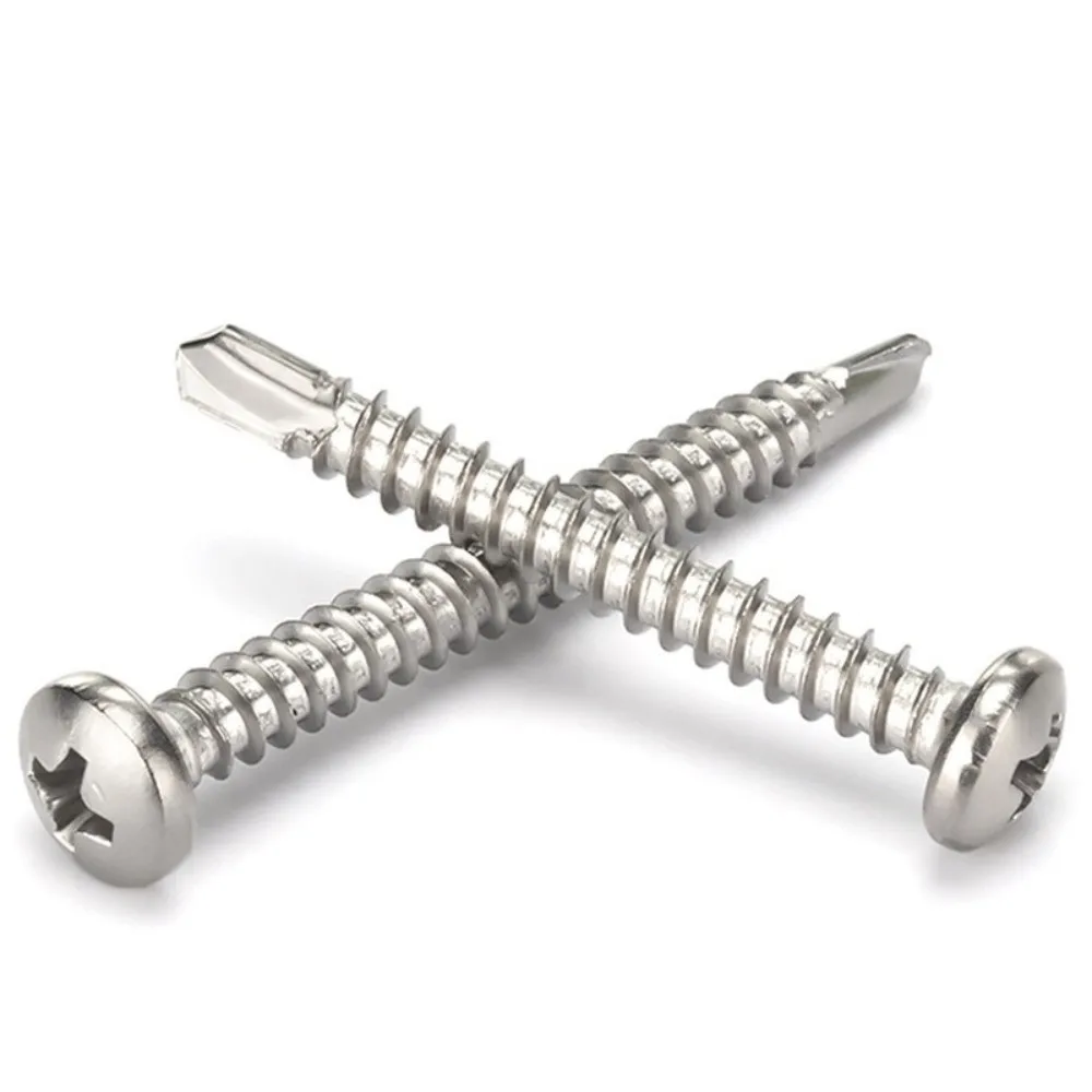 50PCS Stainless Steel Self Tapping Screws Round Washer Flat Head Metal Screws High-Strength Cross Phillips Wood Framing Screw