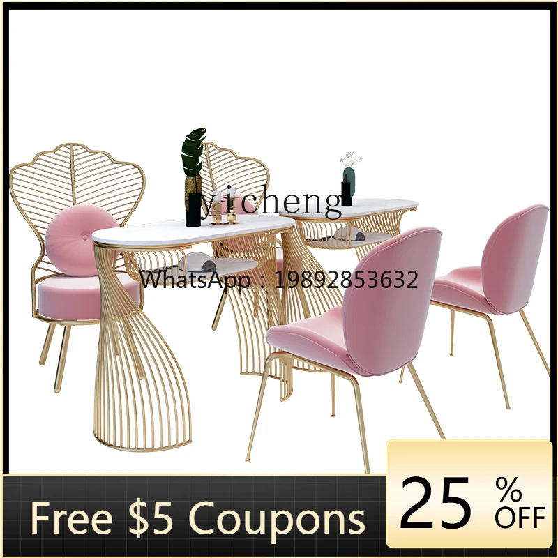 

1HSN marble manicure table beauty salon single double manicure table and chair set simple manicure table