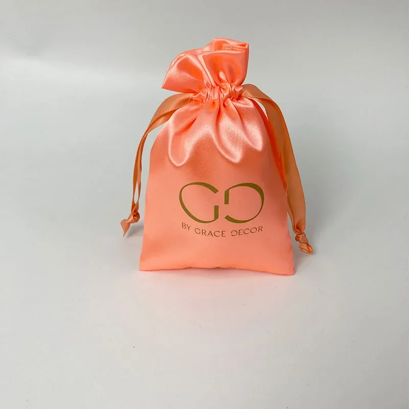 50PCS Jewelry Satin Bag Silk Drawstring Pouch Watch Makeup Storage Wedding Gift Earring Bead Packing Sack Custom Logo Print