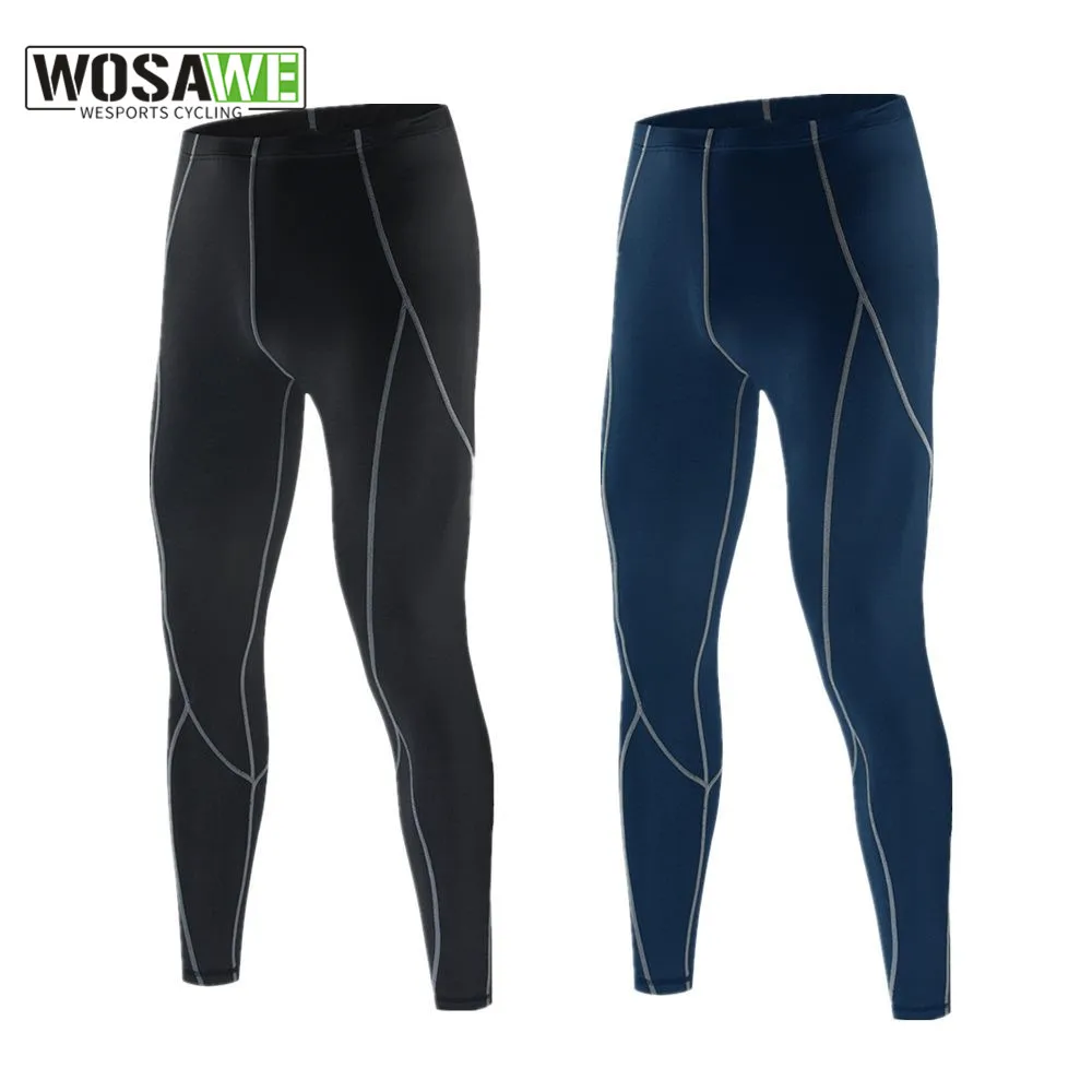 WOSAWE Quick Dry Men's Cycling Pants Tight Windproof Bicycle Bottom Sports Wear MTB Bike Base Layer Inner Long Johns Trousers