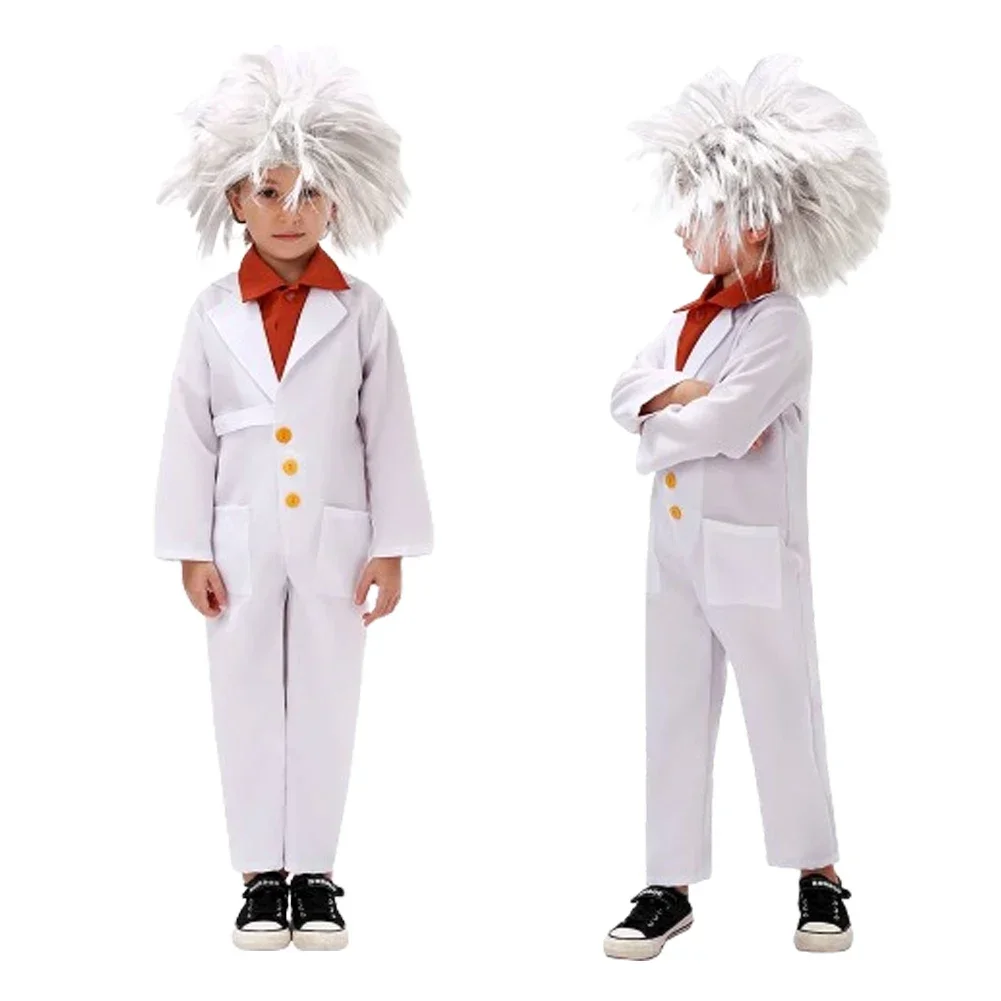 물리학자 코스프레 판타지 가발, 소년 소녀, 크리스마스 캠퍼스 무대 공연 코스튬 변장, 어린이 역할극 판타지아 의상