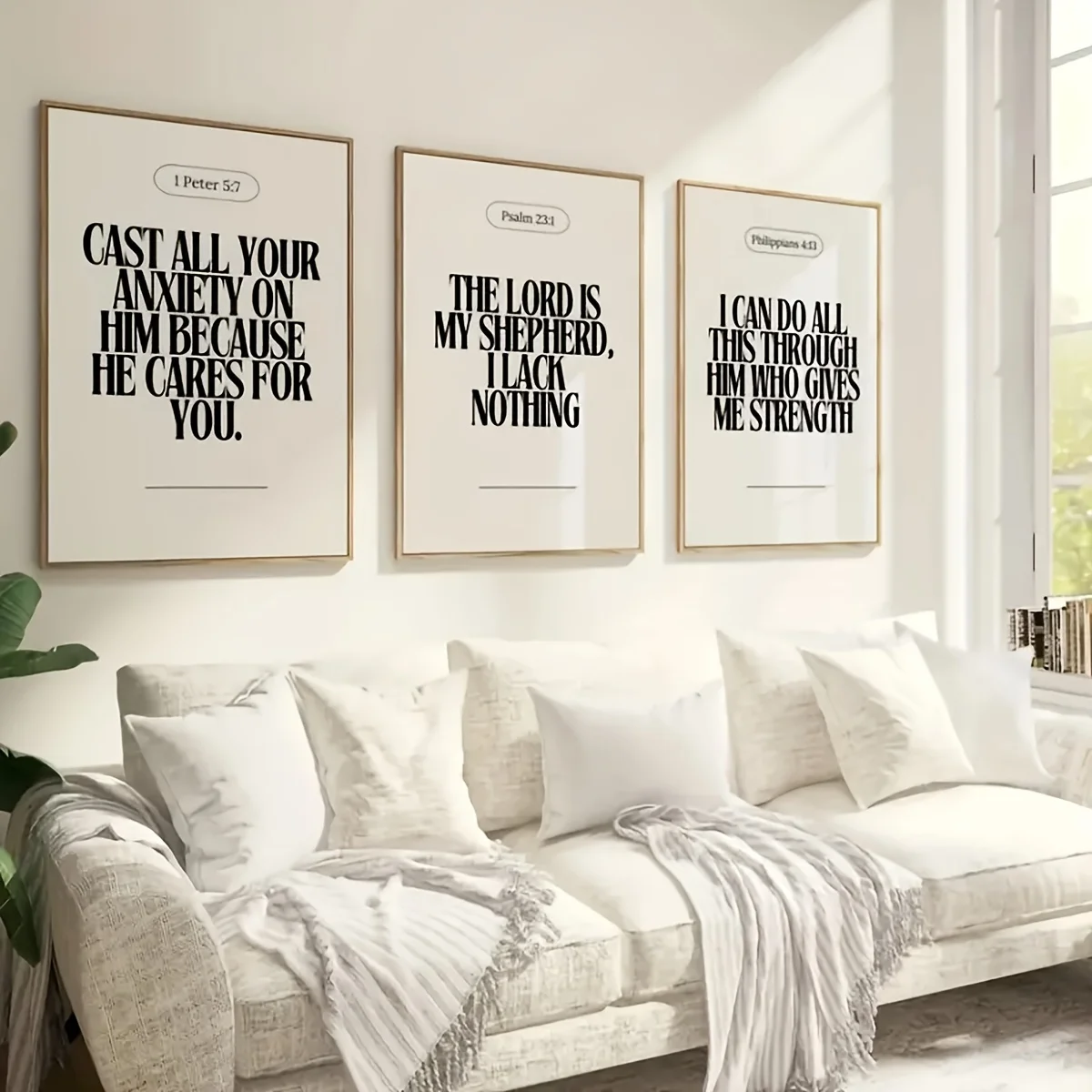 مجموعة من 3 مطبوعات فنية ملهمة من القماش المسيحي، وملصقات آيات الكتاب المقدس، وديكور الكتاب المقدس التحفيزي بدون إطار للمنزل و