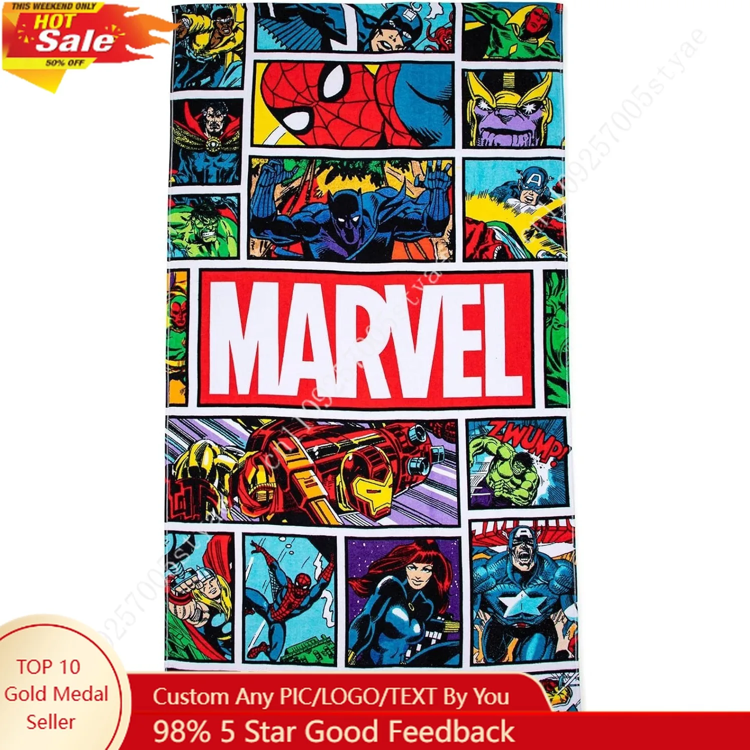 

Marvel Thor Comics Vintage Cosplay Large Bath Pool Beach Towel Super Soft Absorbent Fade Resistant Towels 51x31in for Beach Pool