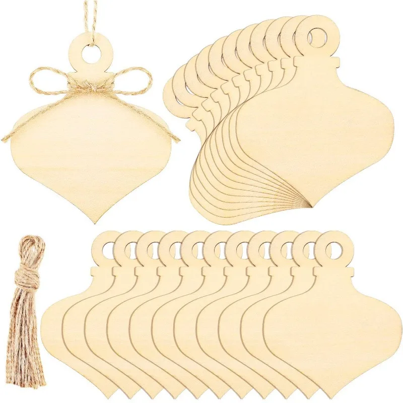 10PCS Christmas Wooden Hanging Ornaments Acorn Shaped Unfinished Blank Wood Pieces Wood Slices Wood Chips Embellishments