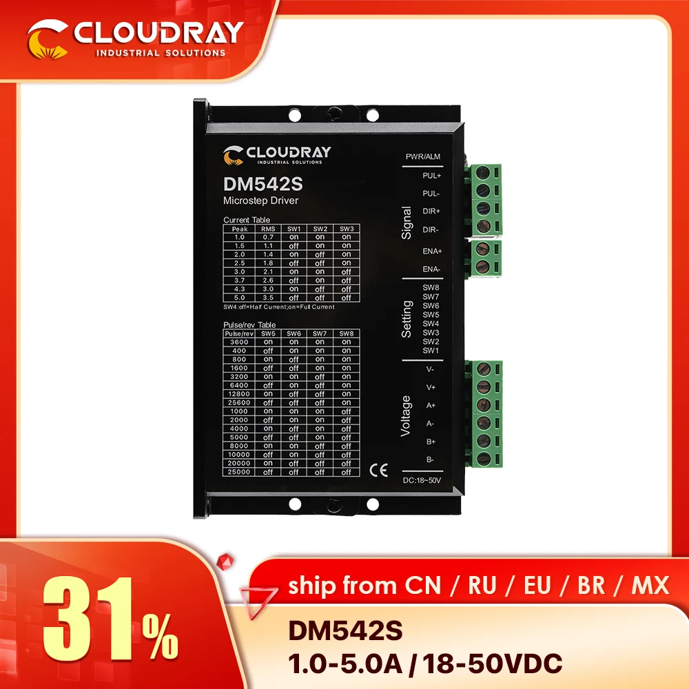 Cloudray DM542S Nema 23 Open Loop Stepper Driver 1.0-5.0A 18-50VDC  for Nema17 Nema23 Stepper Motor  Laser Cutting Machine