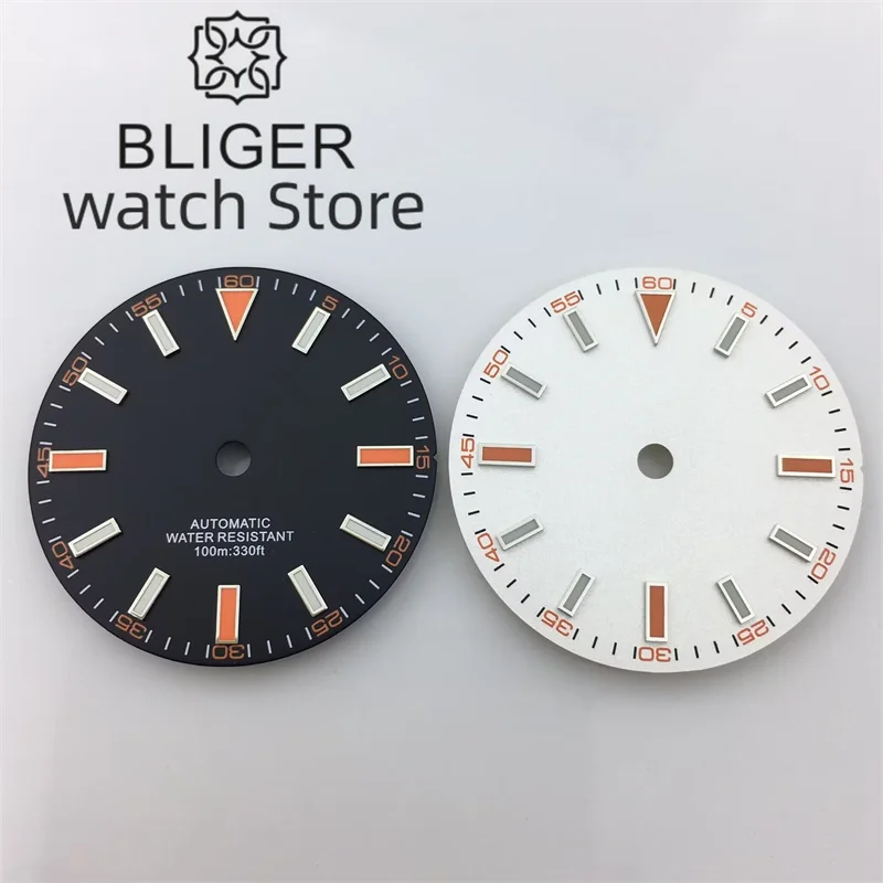 Bliger 29mm schwarz weiß blau uhr zifferblatt c3 leuchtend fit nh35 nh36 eta2824 2836 pt5000 dg2813 3804 miyota 8205 8215 werk