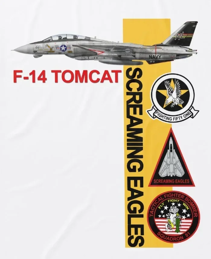 

Screaming Eagles VF-51 Fighter Squadron F-14 Tomcat T-Shirt 100% Cotton O-Neck Summer Short Sleeve Casual Mens T-shirt
