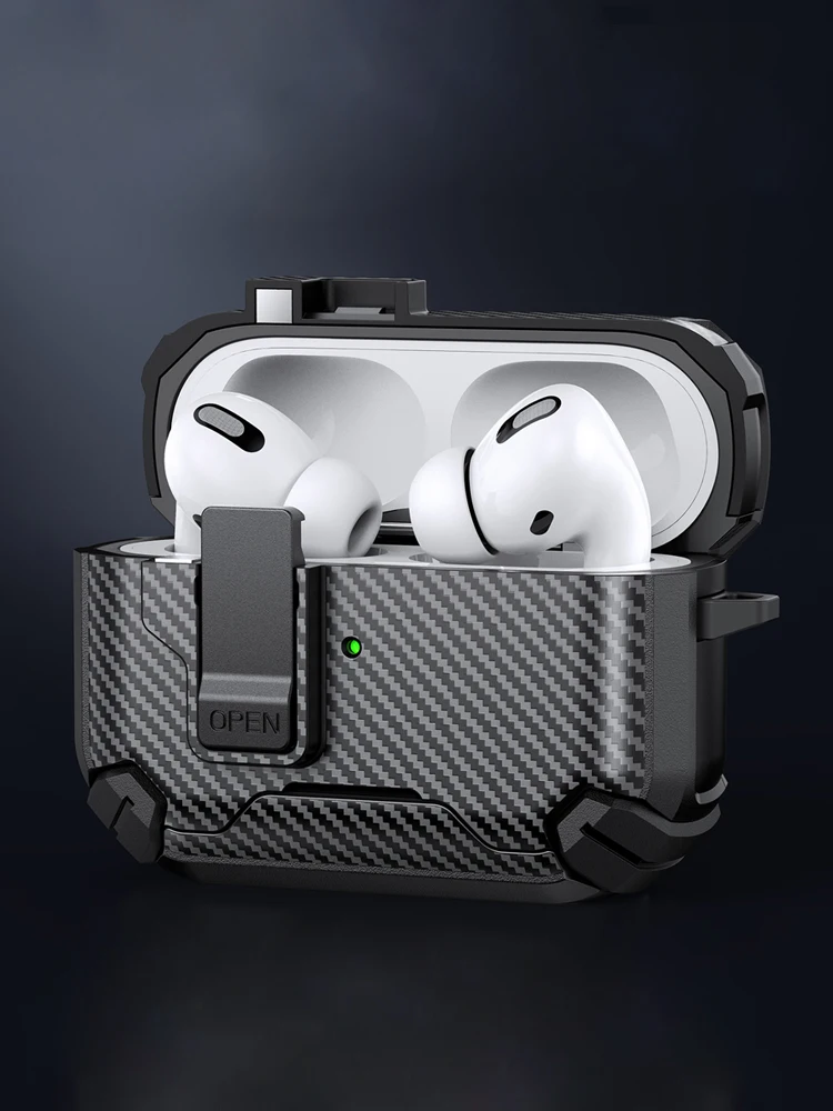 Housse pour écouteurs Airpods Pro 3, étui de protection complet antichoc avec crochet de verrouillage de sécurité magnétique, support pour téléphone, boîte pour écouteurs