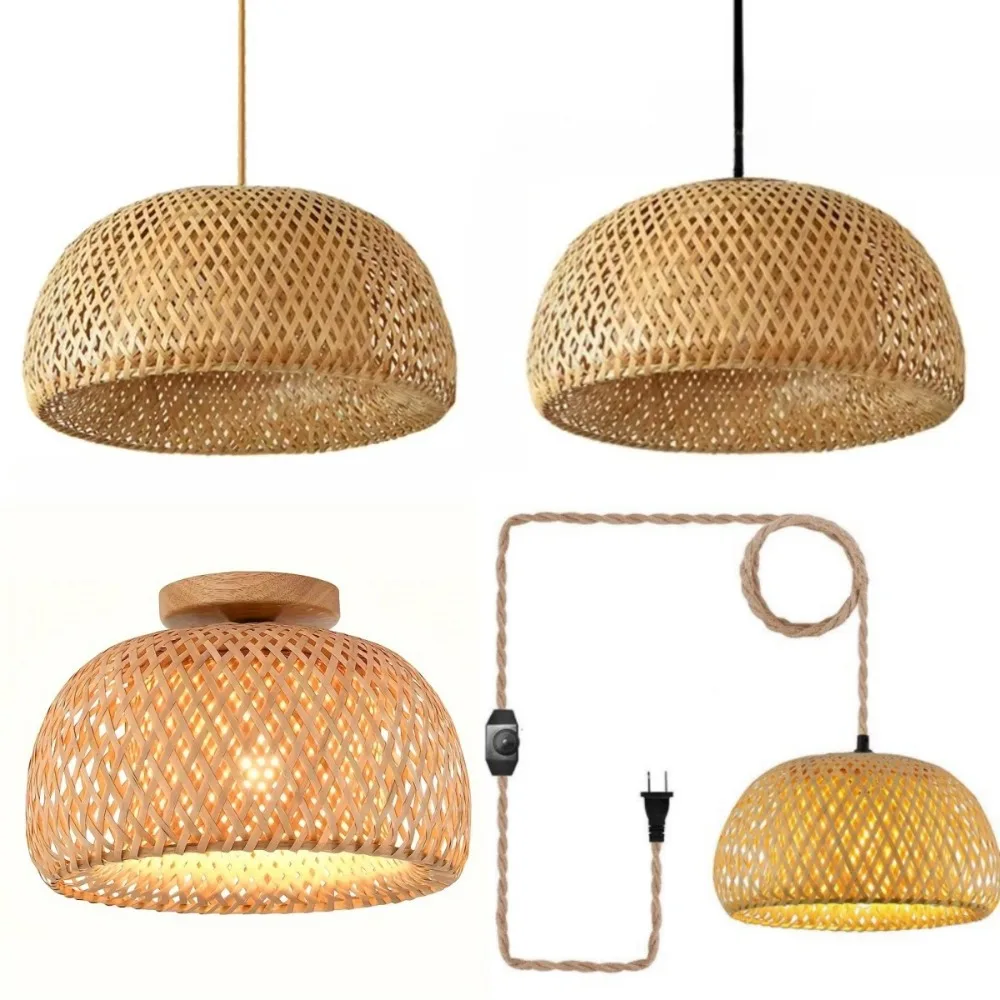 30/38/45cm Vietnamese Style Pendant Lights Bamboo Woven Wall Lantern Lampshade-E27 Ceiling Chandelier for Restaurant Living Room