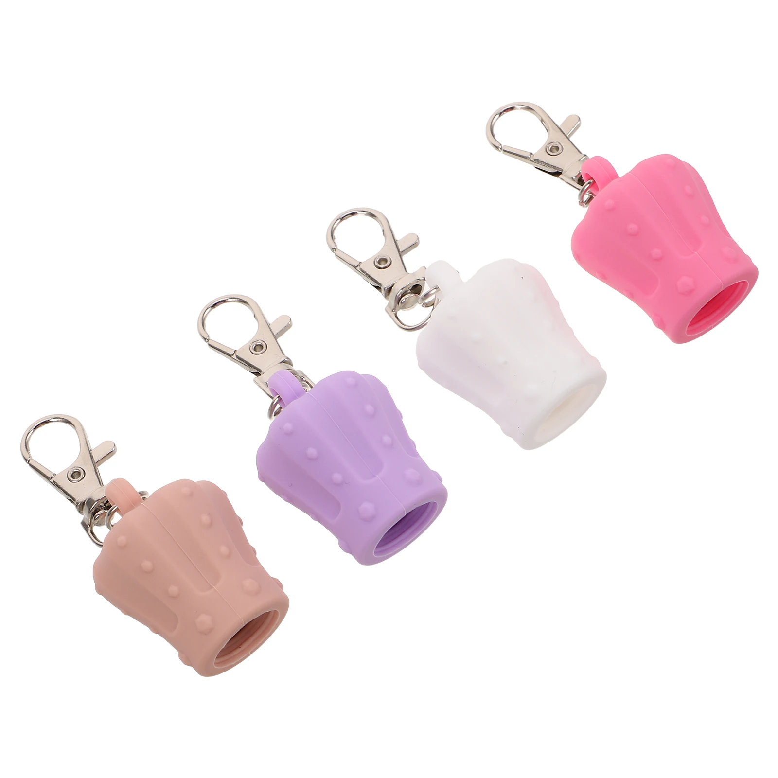 

4Pcs Portable Silicone Lip Gloss Holder Keychain Leakproof Replacement Caps Durable Clip for Women Key Caps