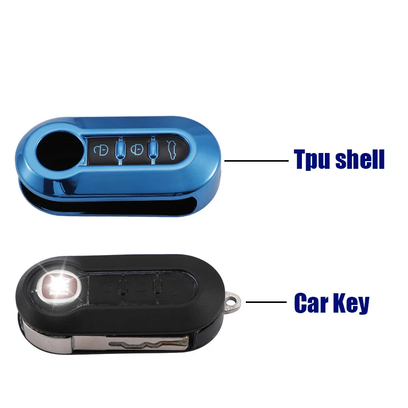 3 Buttons TPU Car Flip Key Case Cover For Fiat Ducato 500 500L Panda Grande Punto Lancia Musa Auto Shell Fob Key Cover Key shell