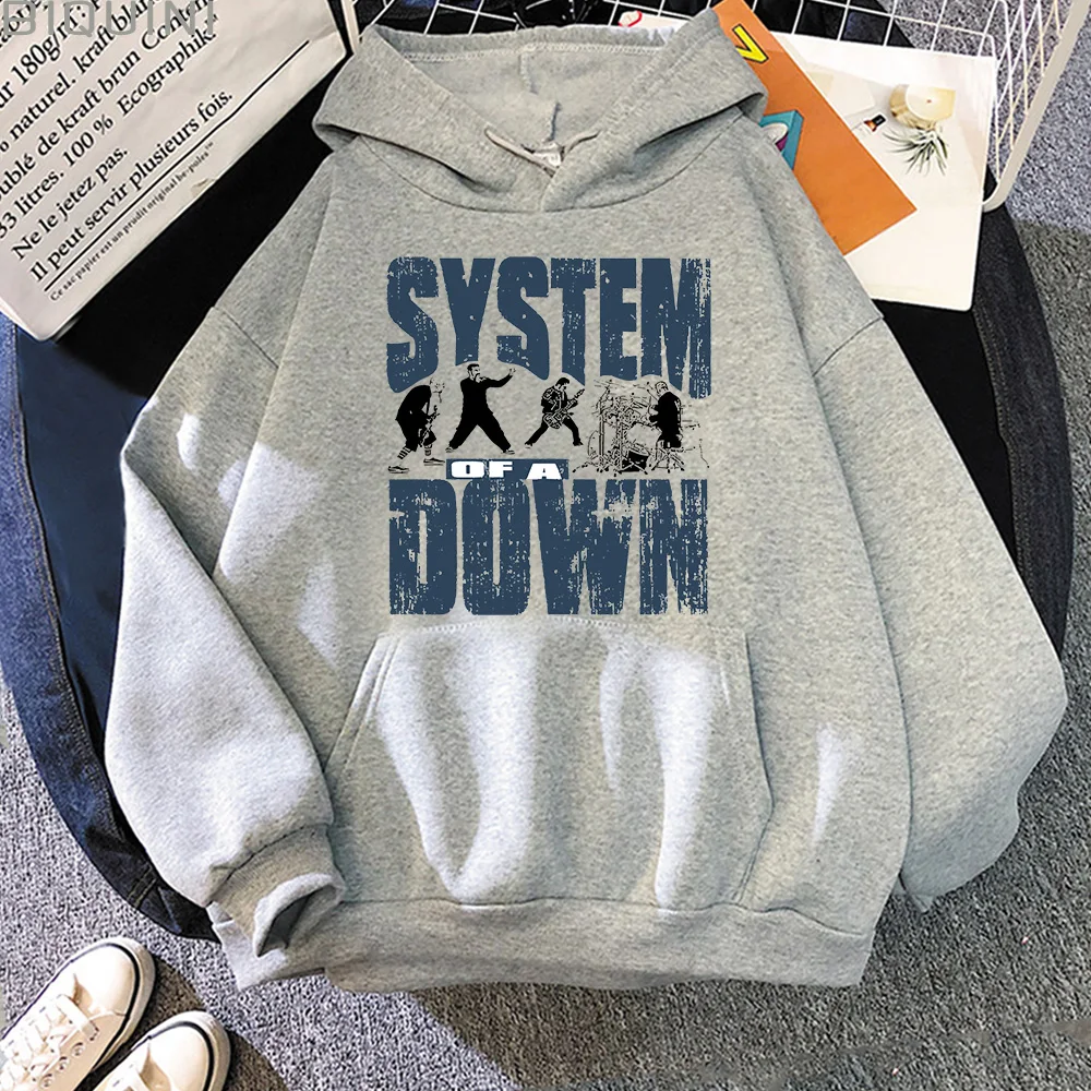 90s Vintage Rock Band System of A Down Print Hoodie Unisex Casual Sweatshirt Men Women Aesthetic Metal Music Pullover Hoodies