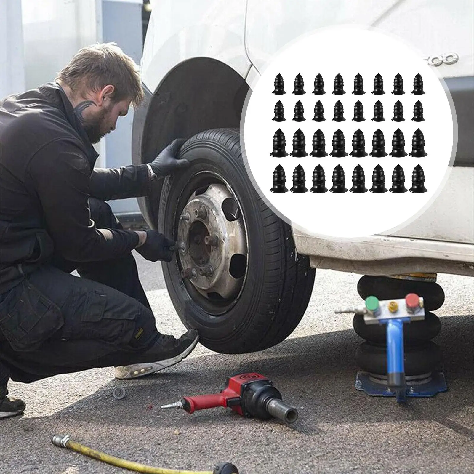 

32Pcs Car Vacuum Tire Repair Kit Set Vacuum Tyre Repair Rubber Nails Tool Tubeless Tyre Puncture Rubber Screw Patches Tool