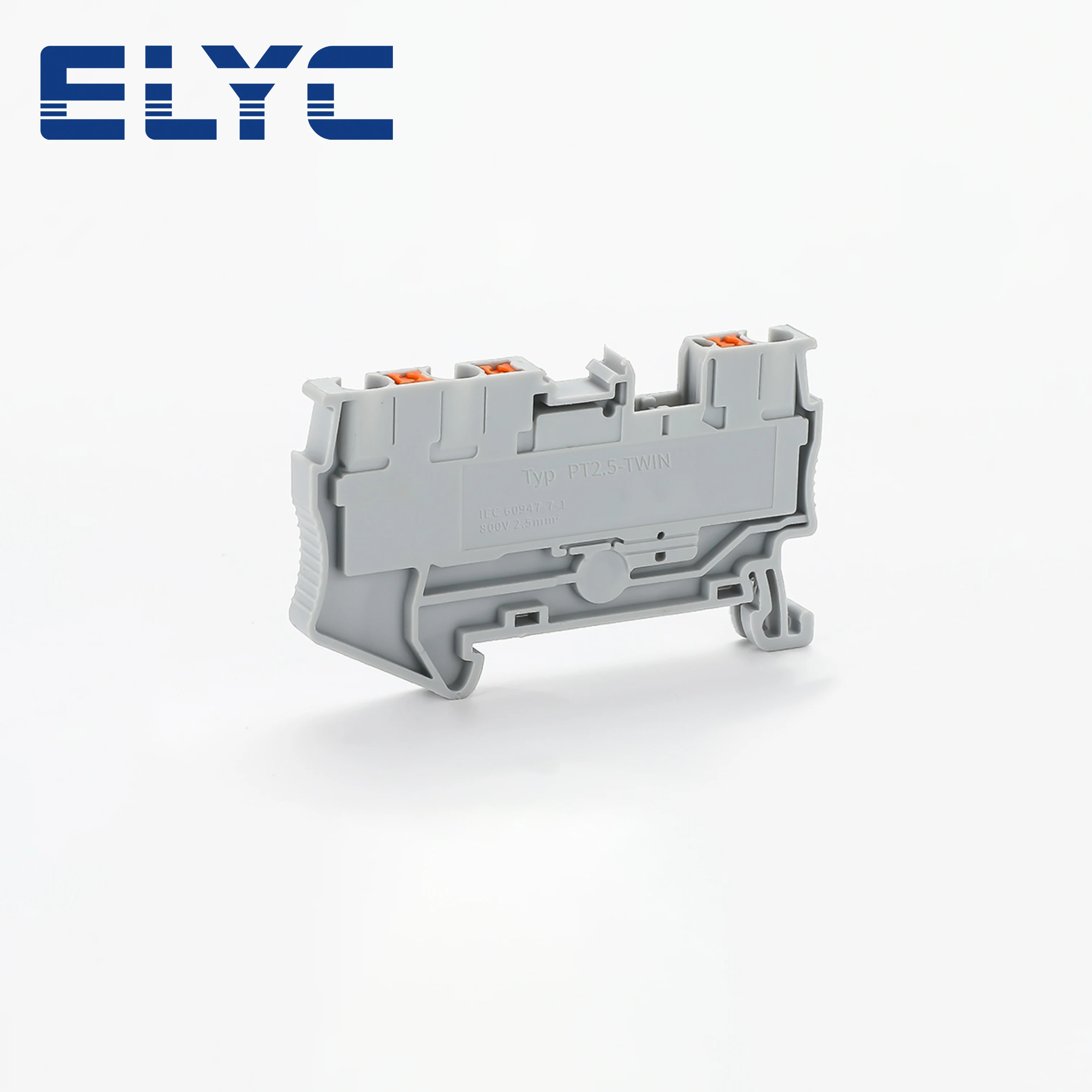 100Pcs PT2.5-TWIN Push-In Twin 3-Conductor Feed-Through Strip Wire Electrical Connector Din Rail Terminal Block PT 2.5 TW