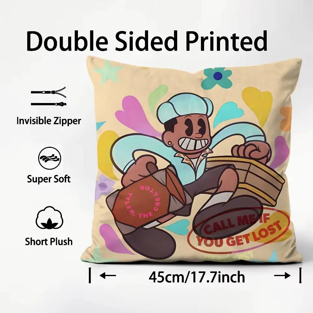 T-Tyler The Creator مغني الراب كيس وسادة نمط مطبوعة المخدة لغرفة المعيشة غطاء وسادة أريكة وديكور غرفة نوم