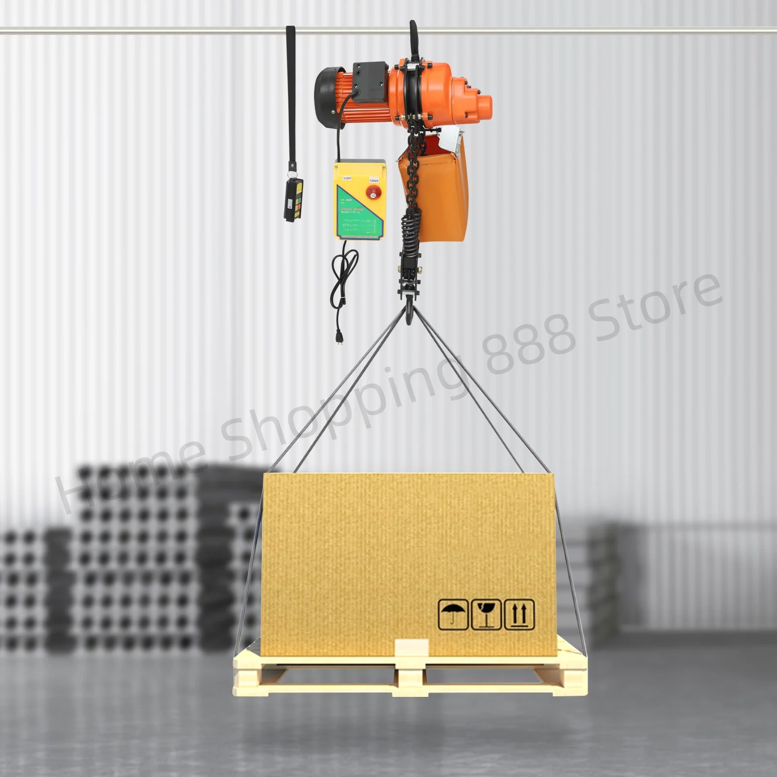 

Electric Hoist 1100lbs with Wireless Remote Control and Sling, 110V Chain Hoist for Garage, Warehouse, Construction, Orange