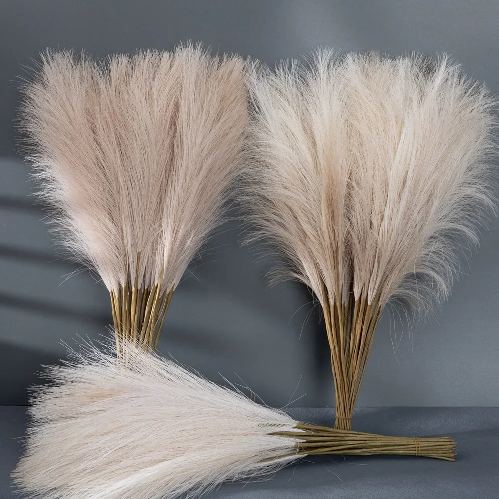 1Pc Faux Pampas Grass Decor Plume Grass Artificial Phragmites australis Vase Decorations Fake Reeds Plants Everlasting Flowers