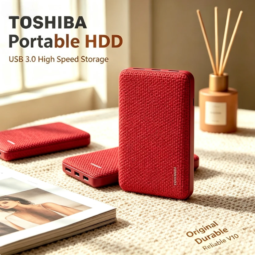 Toshiba V10 Red Portable External HDD High Speed Mobile Storage Disk For Laptop Desktop PC Mac Windows File Photo Data Backup