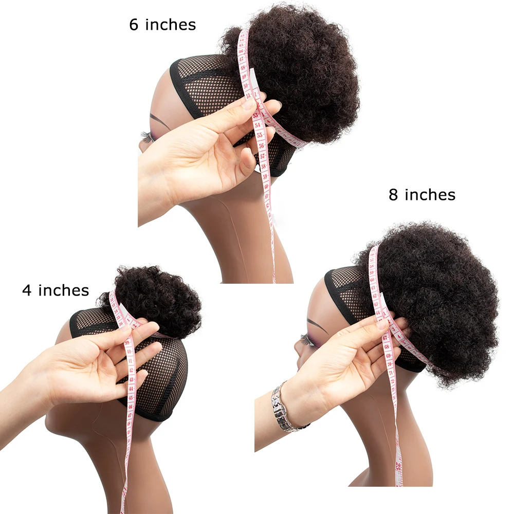 Tanjet Afro Kinkyพัฟหางม้าผมมนุษย์Kinky Curly Drawstringหางม้าบราซิลHairExtensionsธรรมชาติ 6 นิ้วChignon