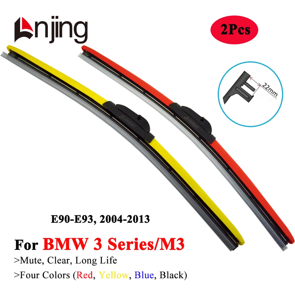 LNJING Colorful Wiper Blade For BMW 3 Series M3 E90 E91 E92 E93 2004 2005 2006 2008 2010 2011 2012 2013 Car Exterior Accessories