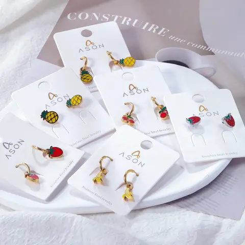 LUXUKISSKIDS Strawberry Charms Jewellery Earrings Cute Red Cherry Drop Pendients for Girls/Woman Steel Fruits Accessories Gifts