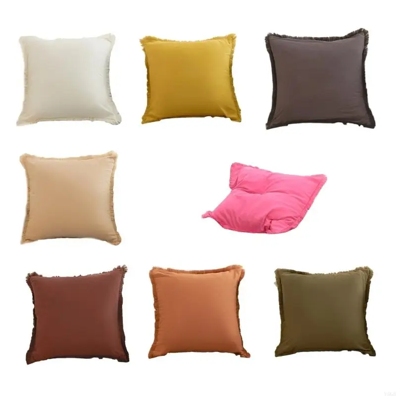 

Luxurys Tassels Trimmed Throw Pillow Shams Fade Resistant Velvets Pillow Case Sofa Bed Decoration 18x18inch Y5GB