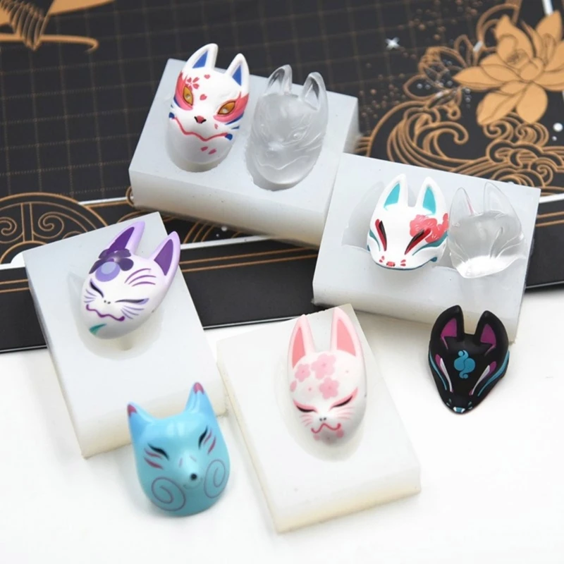 Fox Mask Clay Mold DIY Epoxy Resin UV Glue Silicone Mold for Keychain Jewlery Accessorie Supplies