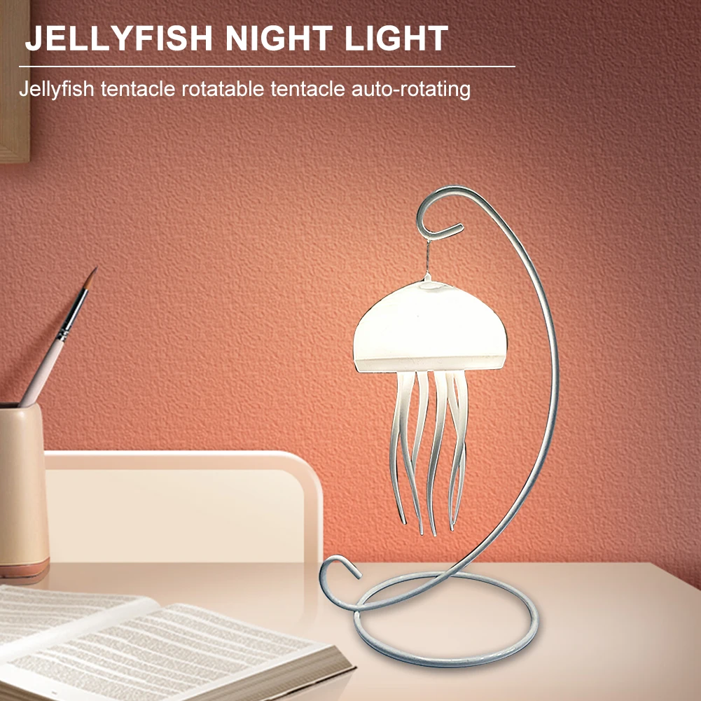Jellyfish Night Light Dynamic Rotation Atmosphere Light Voice Control Table Lamp Bedside Lamp for Home Decor