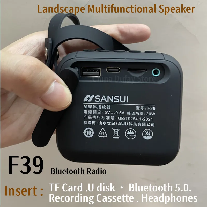 Sansui F39 Mini Bluetooth Speaker Portable Radio HIFI Stereo Surround Bass support TF Card USB BT Mode Outdoor MP3 Music Player