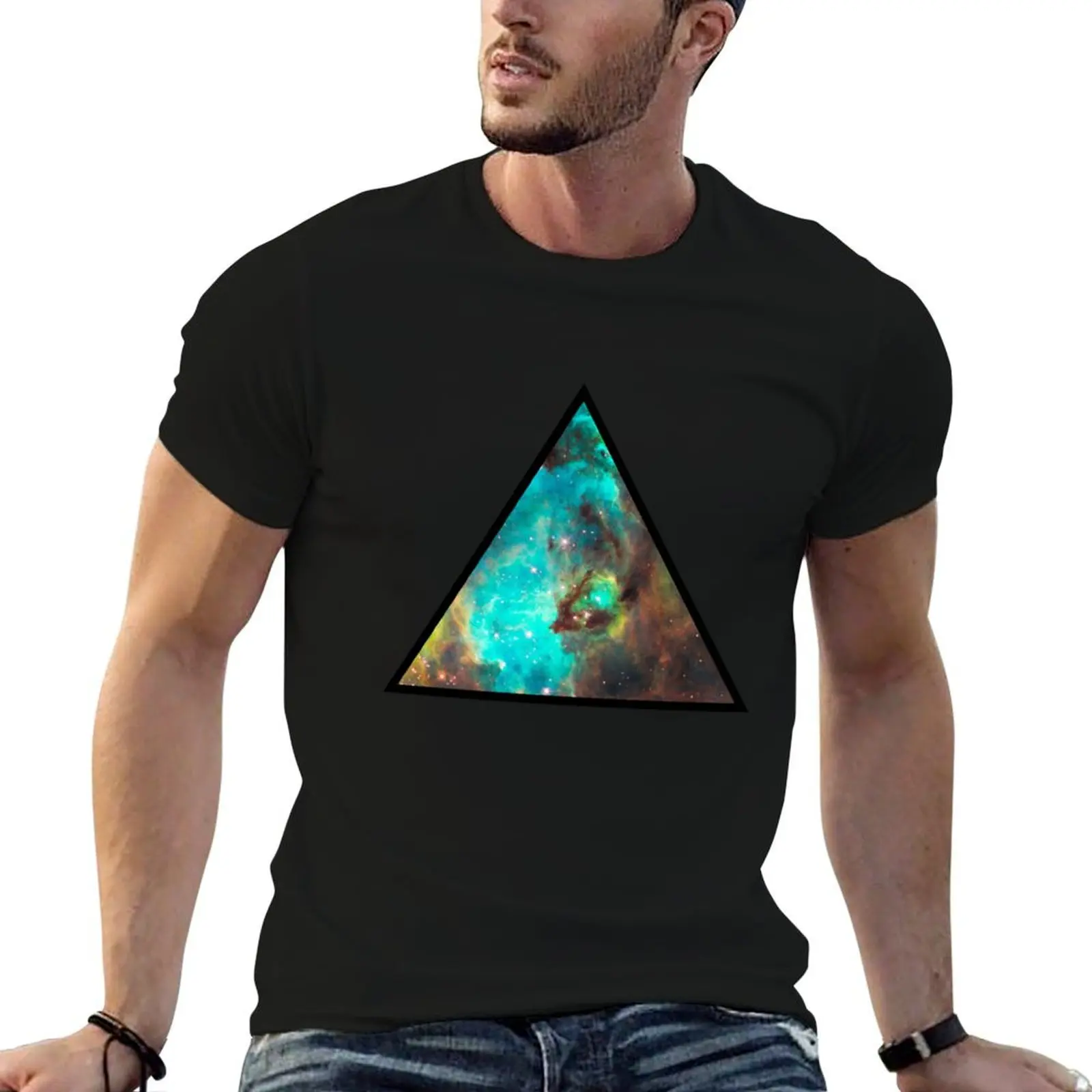 Green Galaxy Triangle T-Shirt Functional Casual Short Sleeve Tee