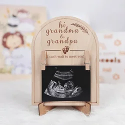1PC Charming Wooden Ultrasound Picture Frame Double-Sided For New Moms Announcements Pregnant Wooden Sign Ideal Christmas Gift